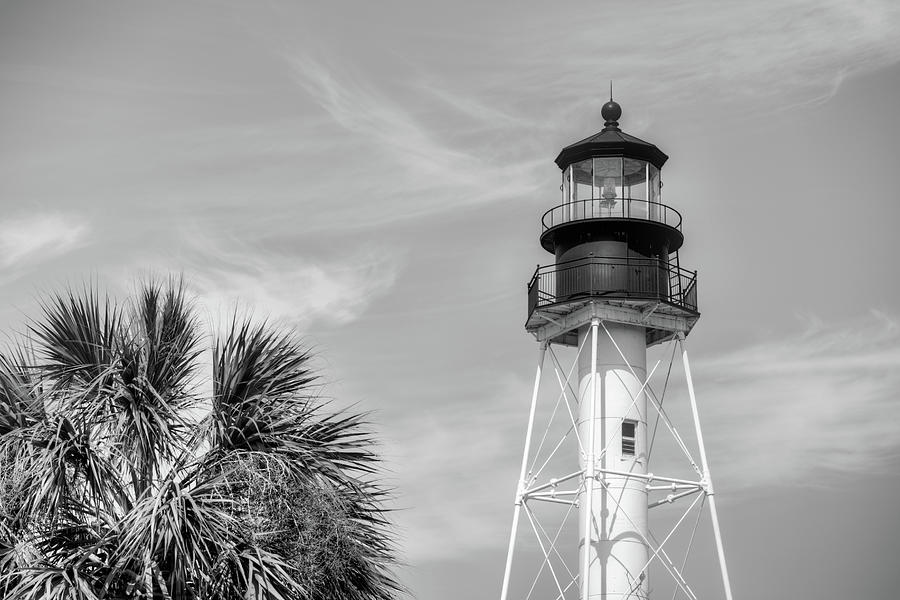 Cape San Blas Lighthouse Black and White Photograph by JC Findley