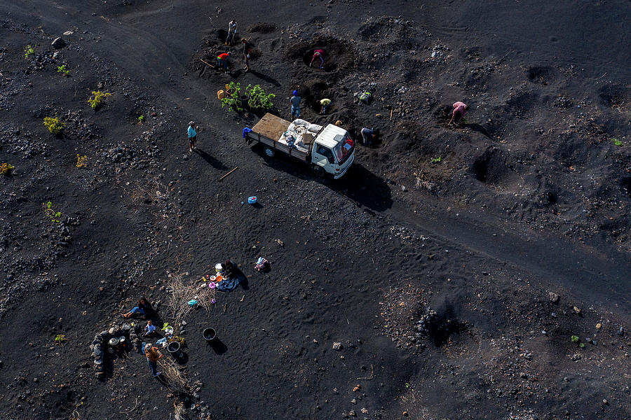 Cape Verde, Fogo Island, Aireal, Lava, Vulcano, Farmers, Wine Planting Photograph by Lode Greven Photography