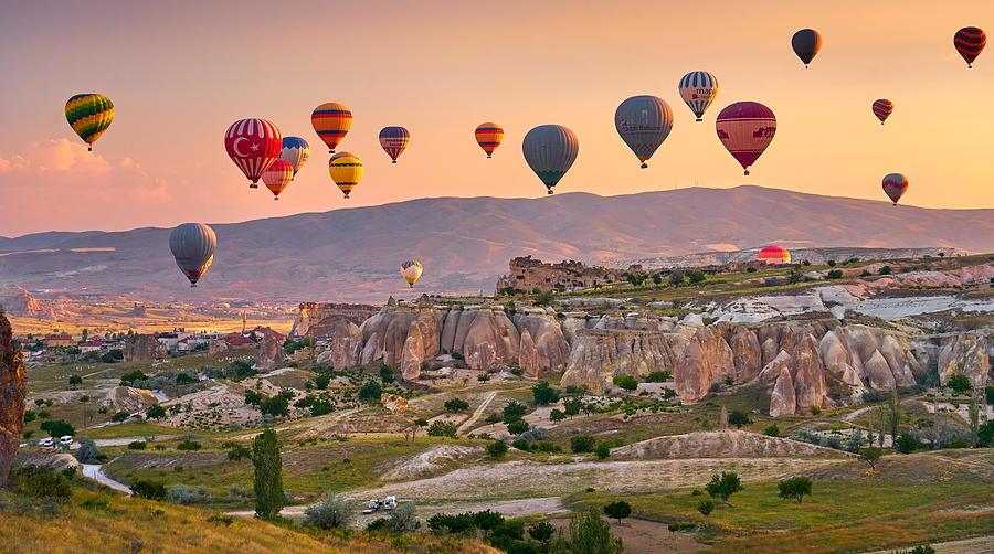 Turkey Photograph - Cappadocia Balloons At Sunrise, Goreme by Jan Wlodarczyk