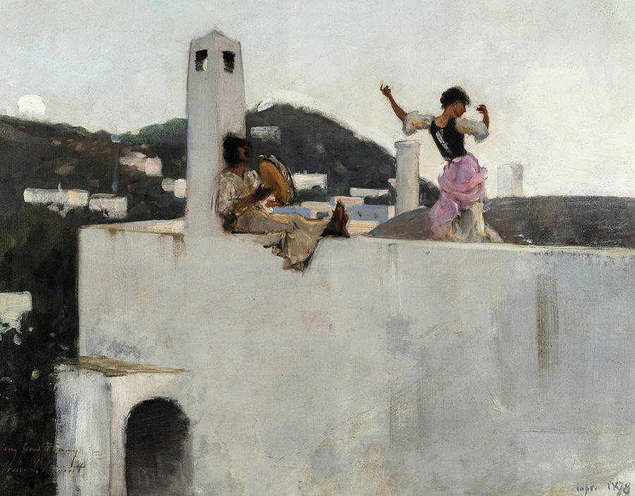 John Singer Sargent Painting - Capri Girl on a Rooftop, 1878 by John Singer Sargent