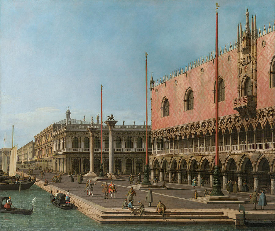 Canaletto Painting - Capriccio View of the Molo and the Palazzo Ducale by Canaletto