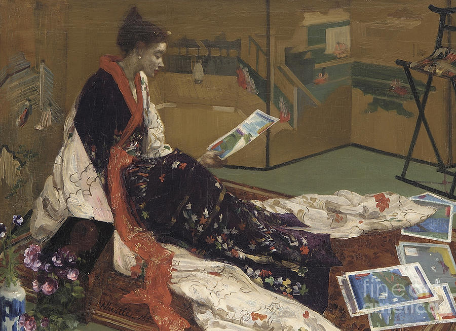 Caprice in Purple and Gold, The Golden Screen, 1864 Painting by James McNeill Whistler