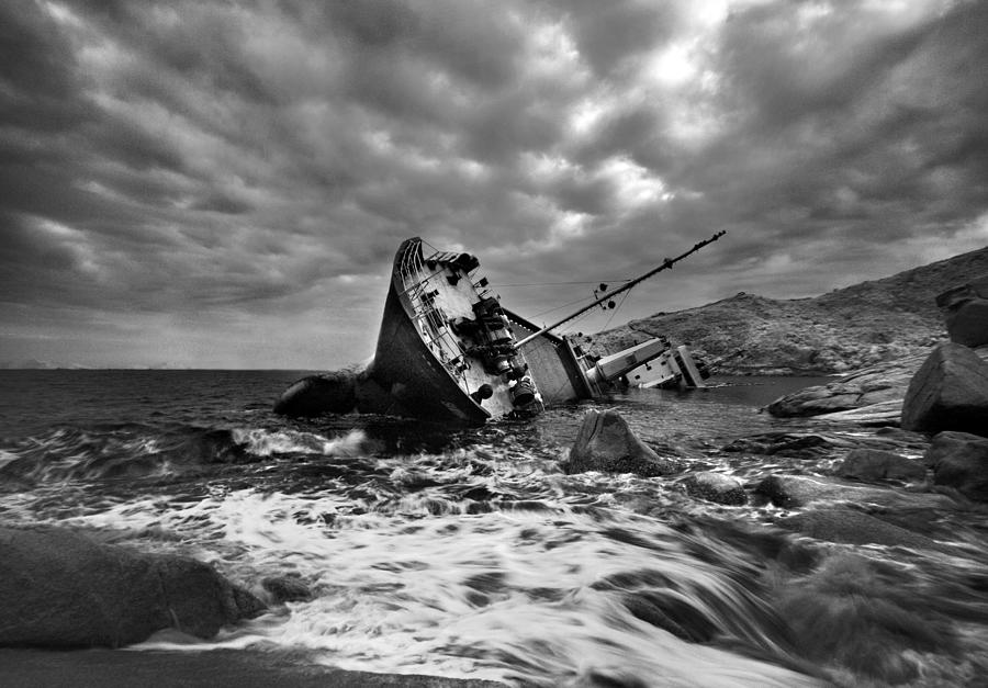 Black And White Photograph - Capsized by Adam Wong
