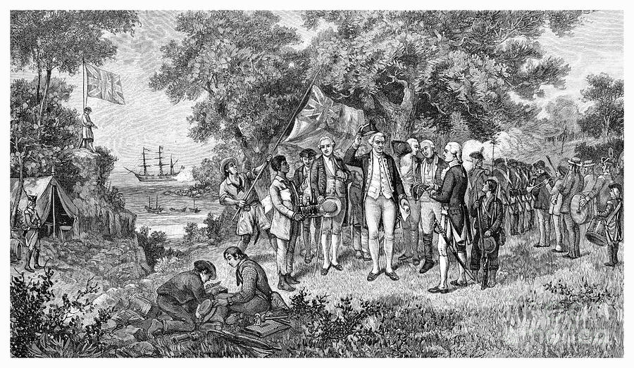 Captain Cook Claims Botany Bay, New Drawing by Print Collector