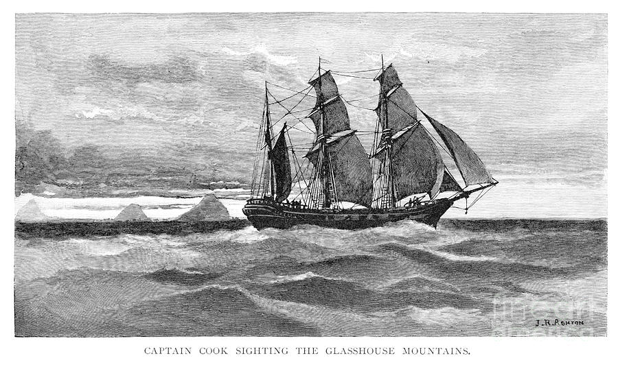 Captain Cook Sighting The Glasshouse Drawing by Print Collector