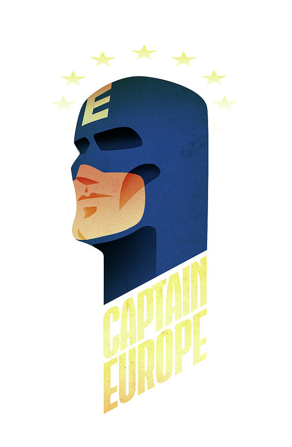 Superhero Painting - Captain Europe by Robert Farkas