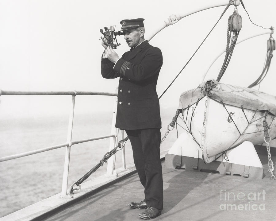 Measuring Photograph - Captain Navigating Ship by Everett Collection Measuring Photograph - Captain Navigating Ship by Everett Collection