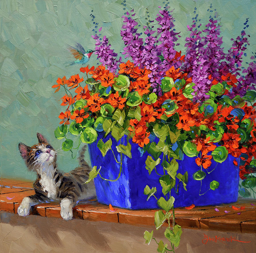 Hummingbird Painting - Captivated by Mikki Senkarik