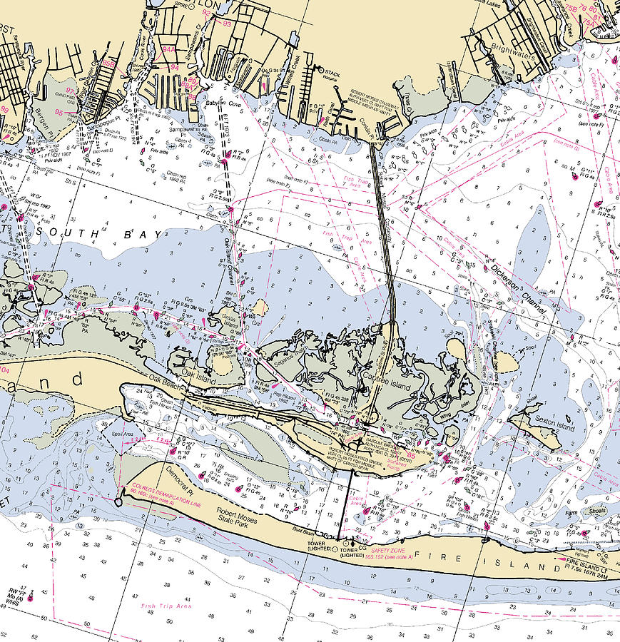 Captree Islandnew York Nautical Chart Mixed Media by Sea Koast Fine