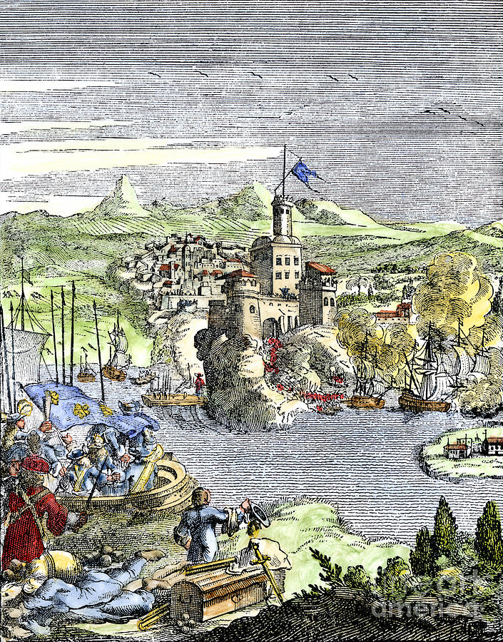 Capture Of French Quebec By The English, 1629 Drawing by American School