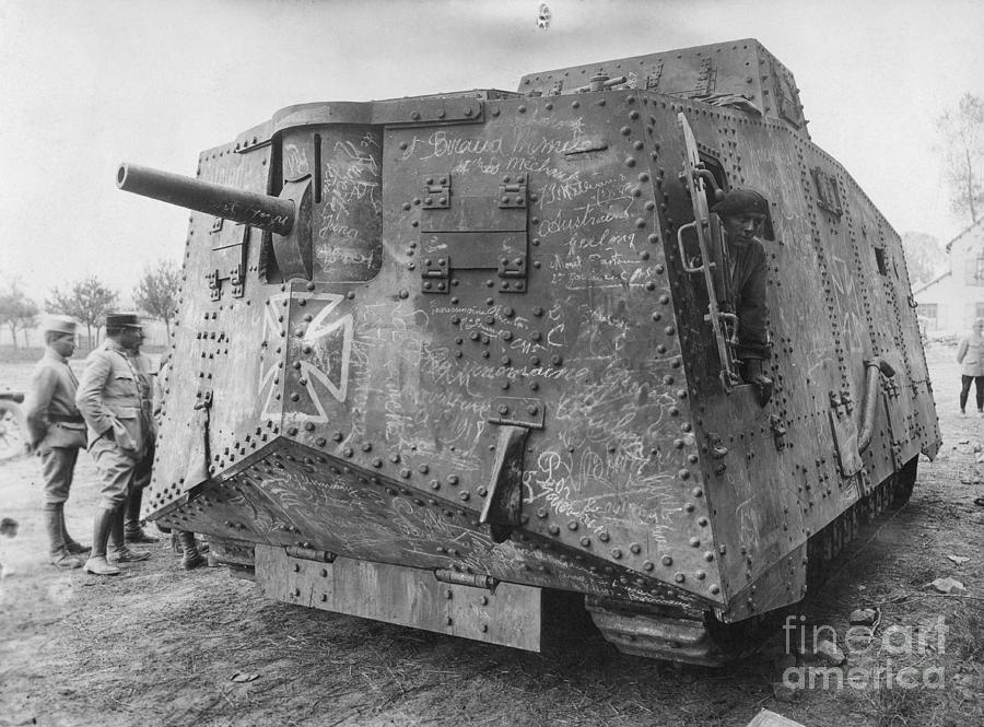 Captured German A7v Tank During Wwi Photograph By Bettmann Fine Art