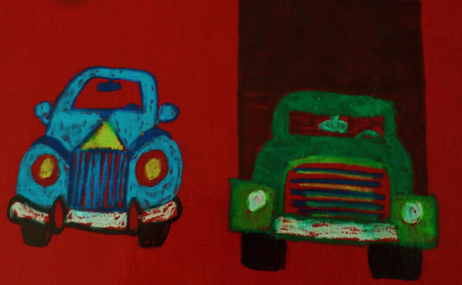 Car and Truck Drawing by Christy Saunders Church