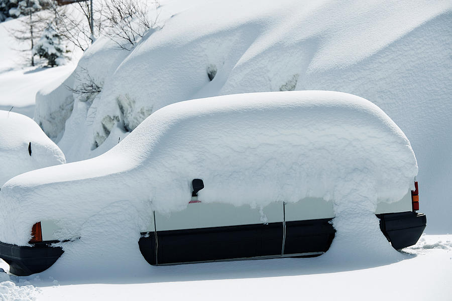 Car Covered In Deep Snow, Alpe-d'huez, Rhone-alpes, France Digital Art ...