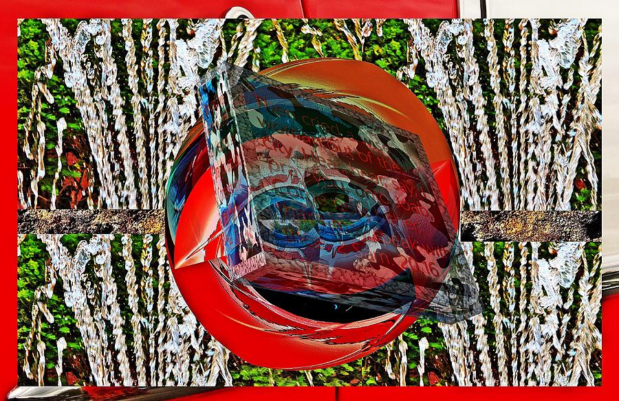 Car hood reflection box little planet as art with text as a box Digital Art by Karl Rose