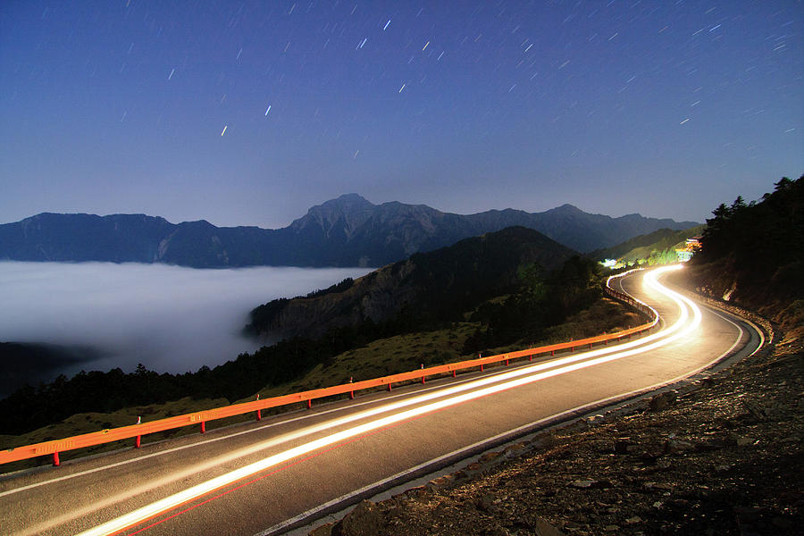 Car Light Trails And Star Trails Photograph by Samyaoo