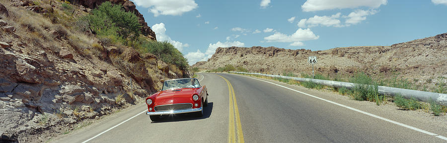 Car On A Highway, Route 66, Kingman Photograph by Panoramic Images