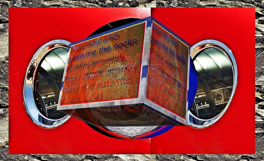Car reflection box little planet as art with text as a box Digital Art by Karl Rose