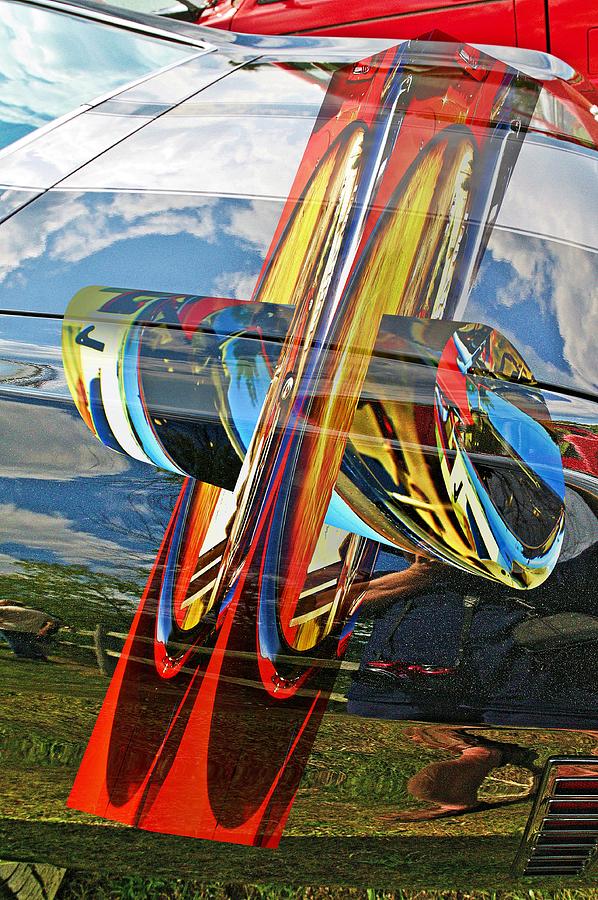 Car reflection with 3D cylinder boxes Digital Art by Karl Rose