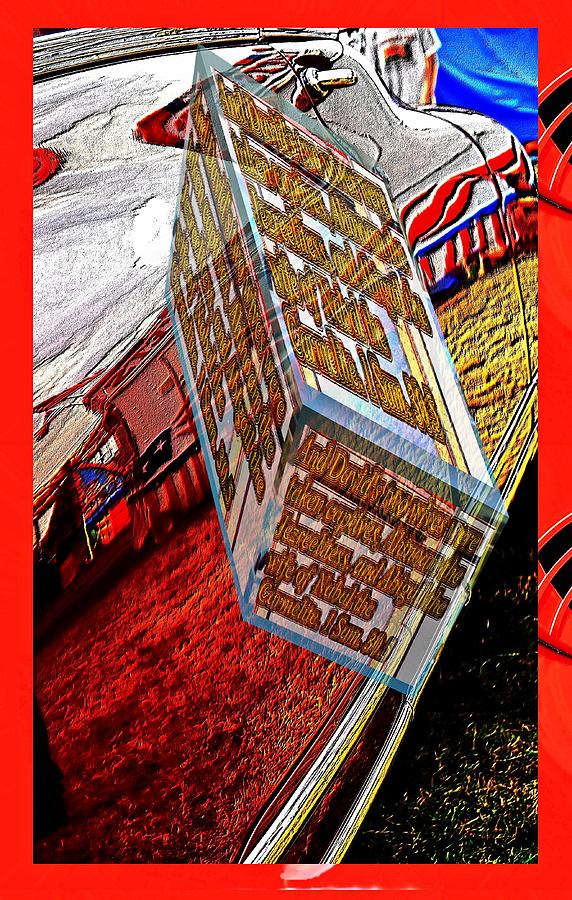 Car reflection with text as a box 5 Digital Art by Karl Rose