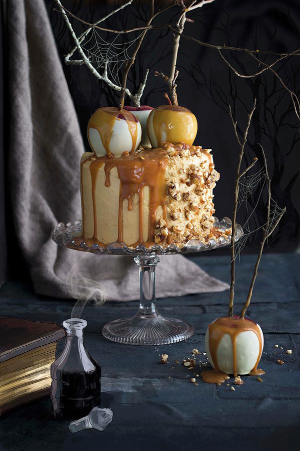 Caramel And Apple Buttercream Cake For Halloween Photograph by Great Stock!