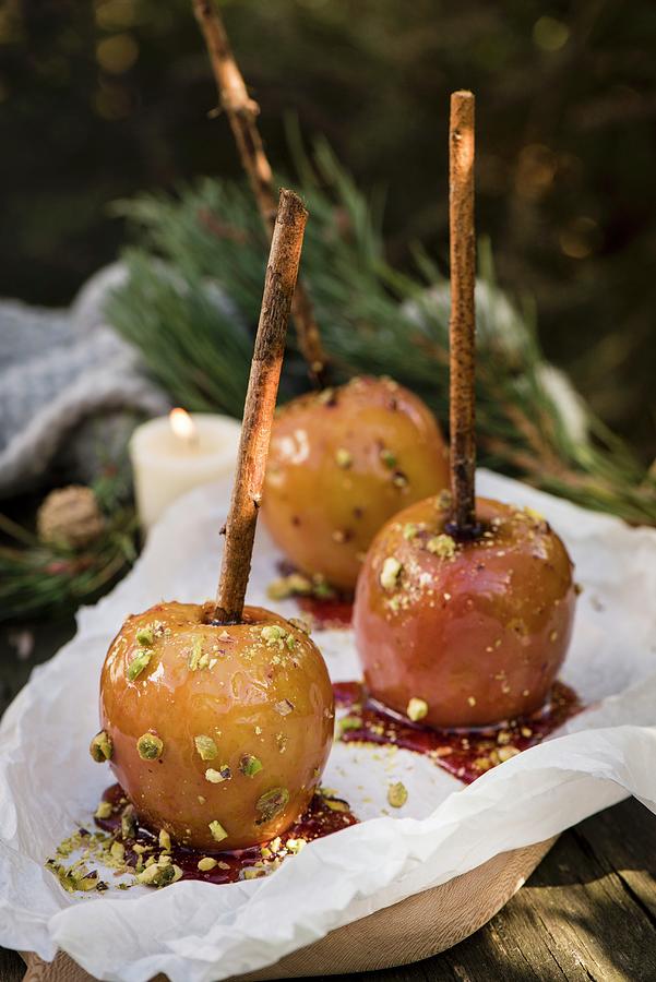 Caramel Apples With Chopped Pistachios Photograph by Winfried Heinze