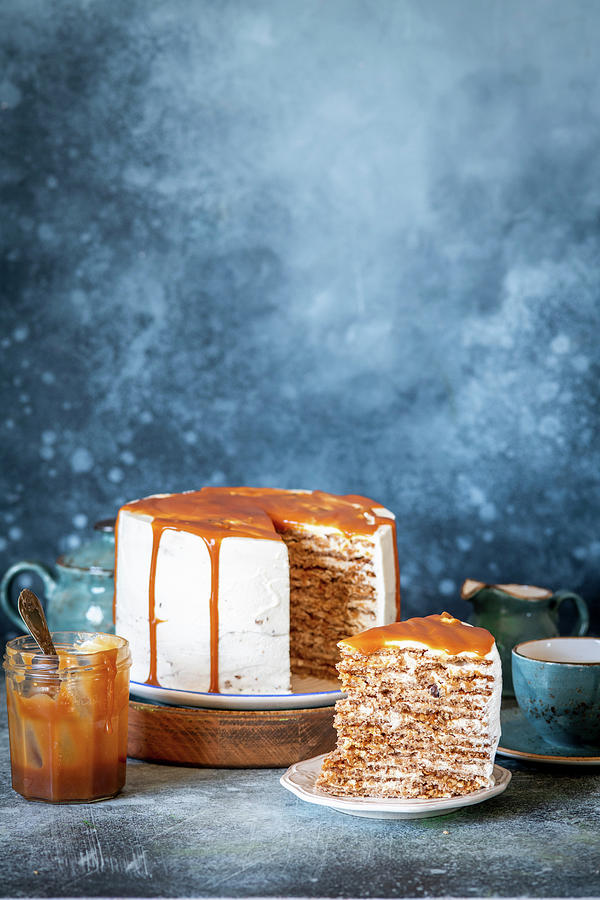 Caramel Cake With Thin Nut Layers Photograph by Irina Meliukh