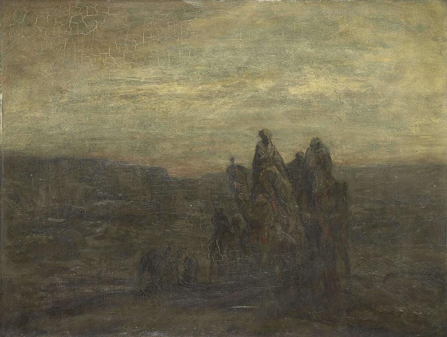 Camel Painting - Caravan. by Marius Bauer -1867-1932-