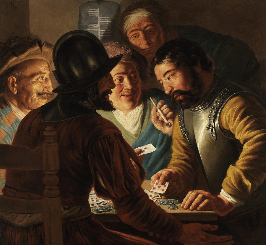 Jan Lievens Painting - Card Players by Jan Lievens