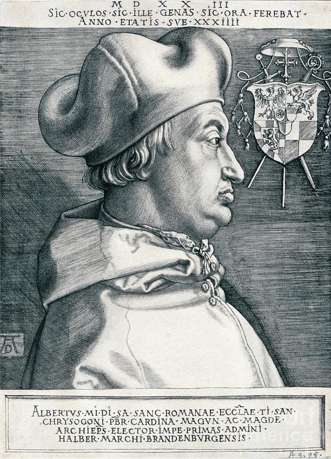 Cardinal Albrecht Of Brandenburg Drawing by Print Collector