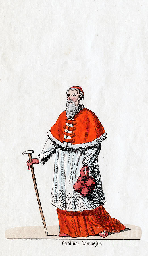 Cardinal Campeius, Costume Design Drawing by Print Collector