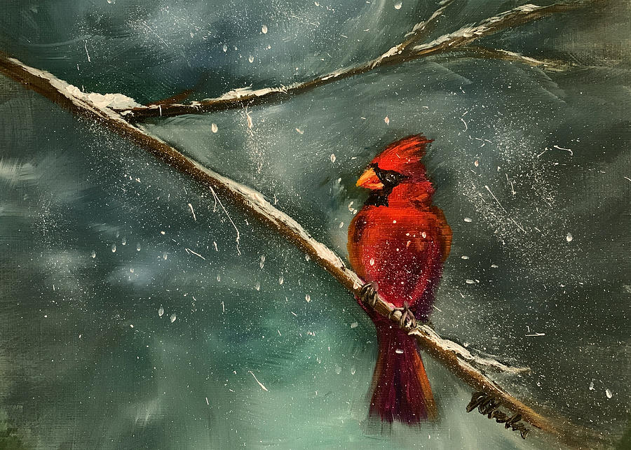 Cardinal Cheer Painting by Jan Chesler