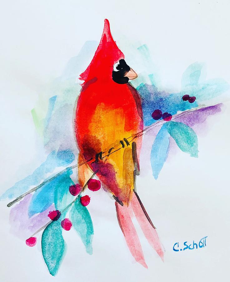 Cardinal Painting by Christina Schott