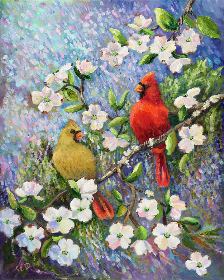 Flower Painting - Cardinal Impressions by Sarah Davis