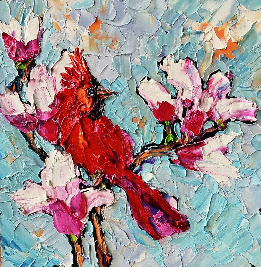 Cardinal In A Cherry Tree Painting
