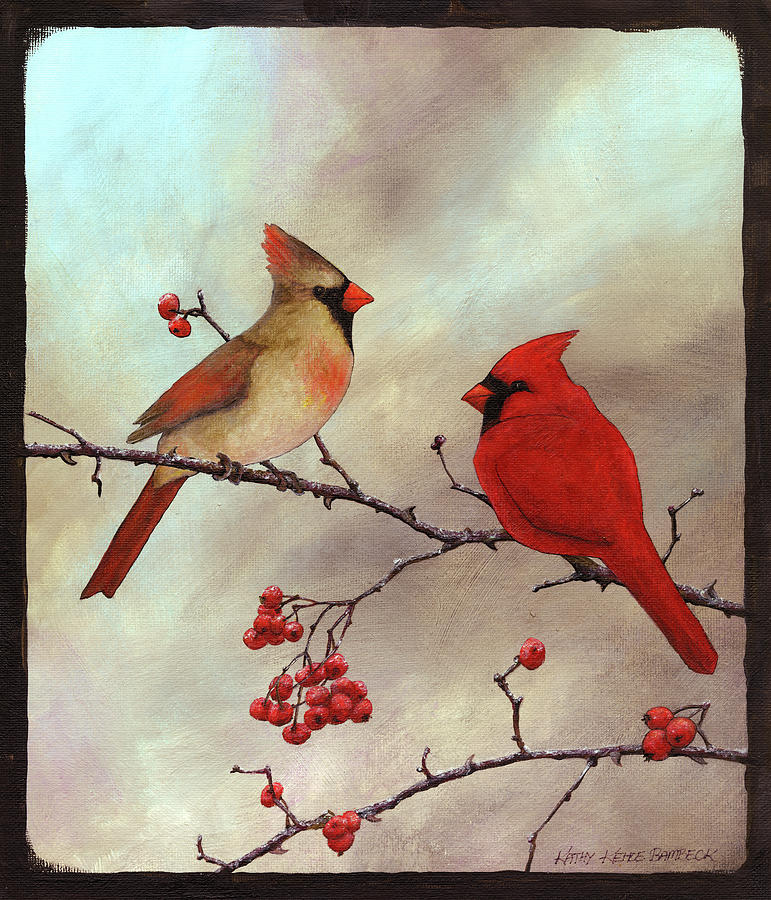 Bird Painting - Cardinal by Kathy Kehoe Bambeck
