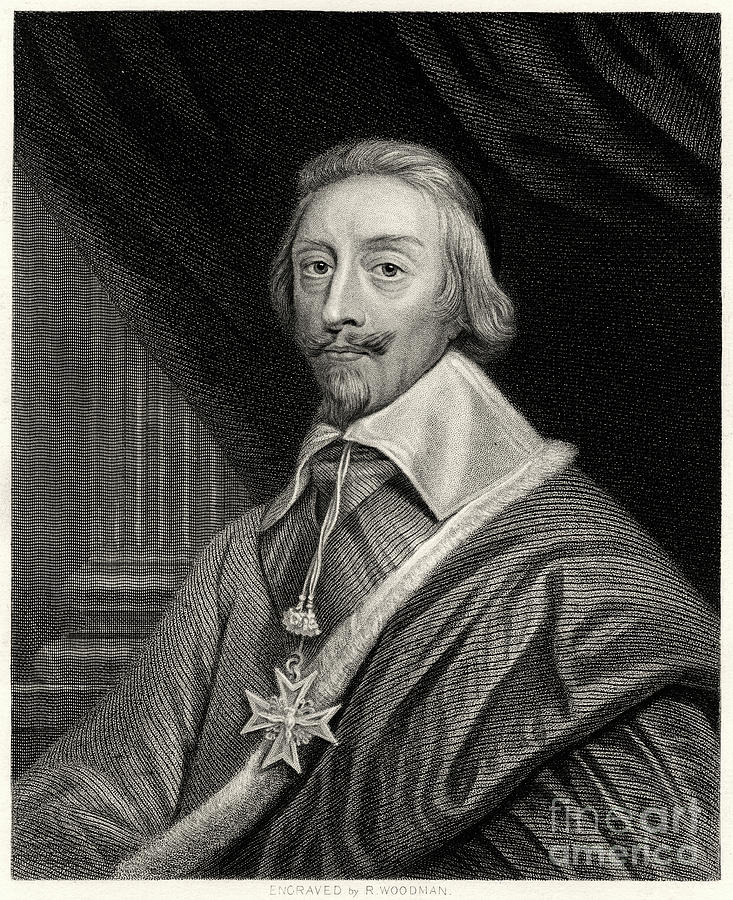 Cardinal Richelieu, French Prelate Drawing by Print Collector