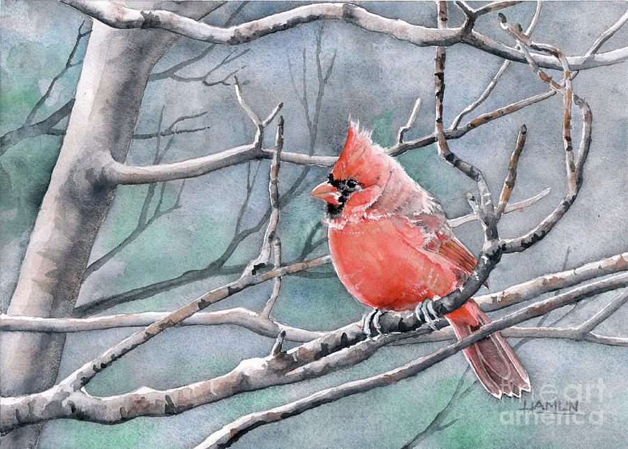 Cardinal Study 2018 Painting by Steve Hamlin
