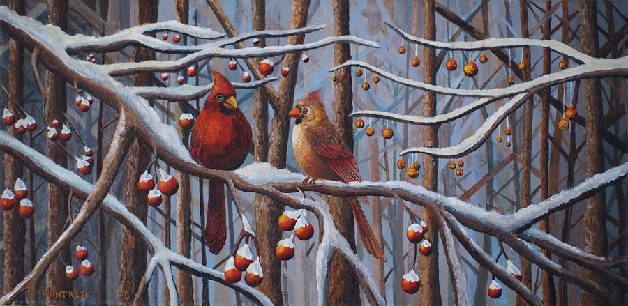Cardinals Painting by Mindy Huntress