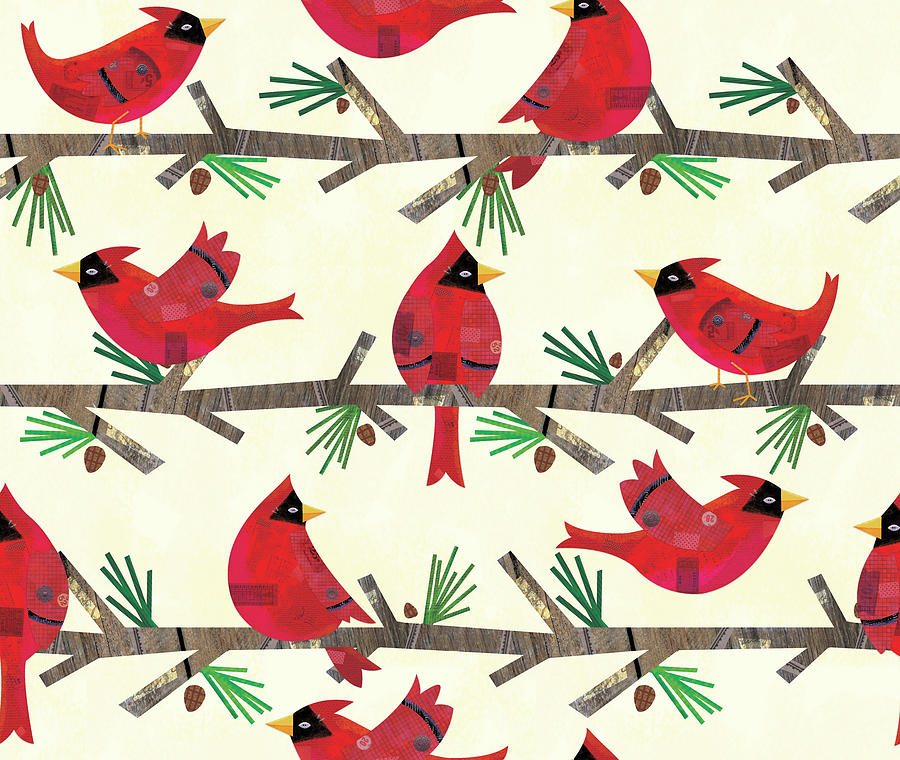 Cardinals Repeat 2 Digital Art by Holli Conger - Fine Art America