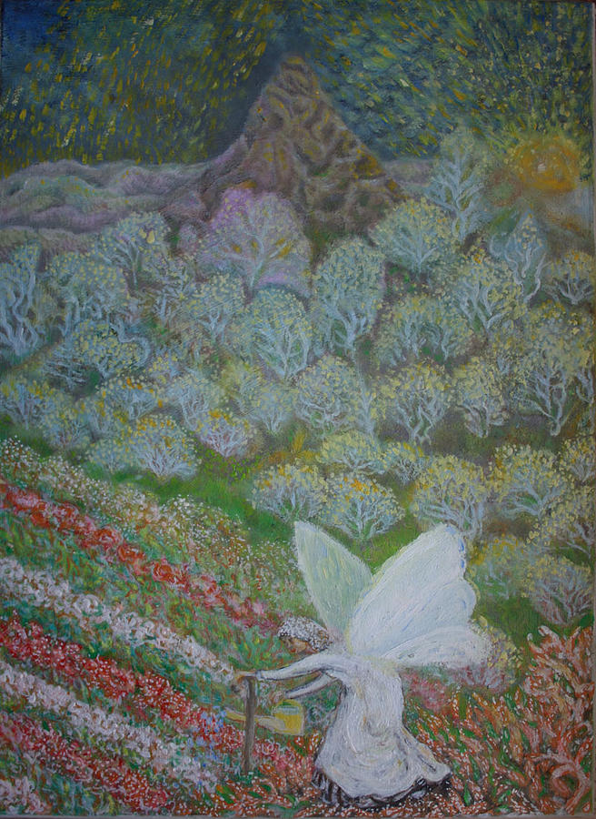 Care for flowers Painting by Elzbieta Goszczycka