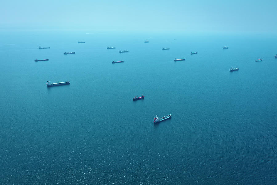 Cargo Container Ships Aerial View Photograph by Ardaguldogan