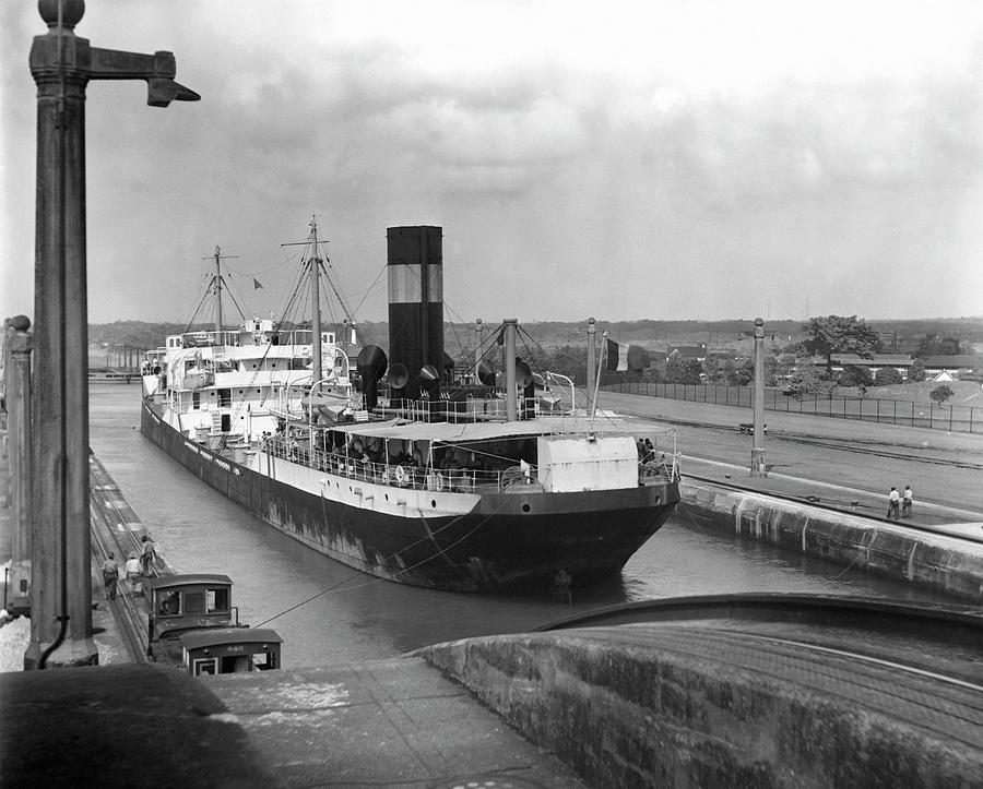 Cargo Ship, Panama Canal Photograph by George Marks