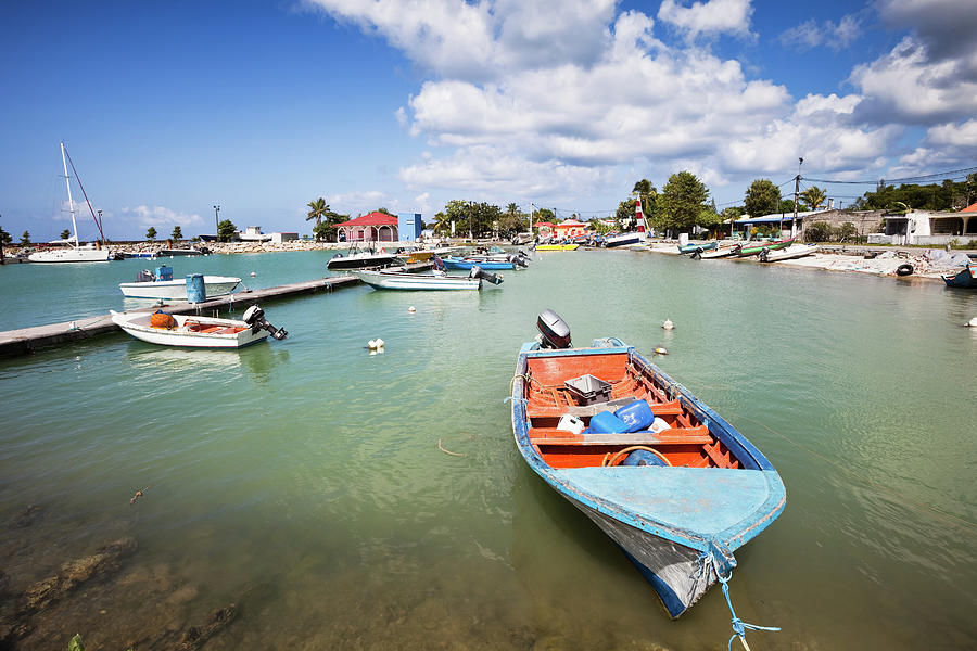 Caribbean Fishing Harbor With Boats Photograph by Stevegeer