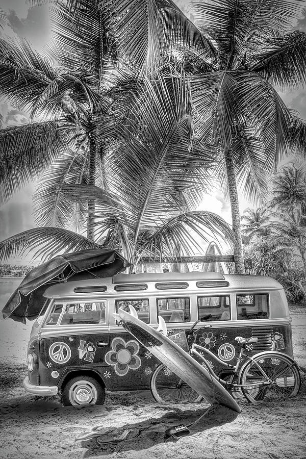 Caribbean Island Surf Mood in Black and White Photograph by Debra and Dave Vanderlaan