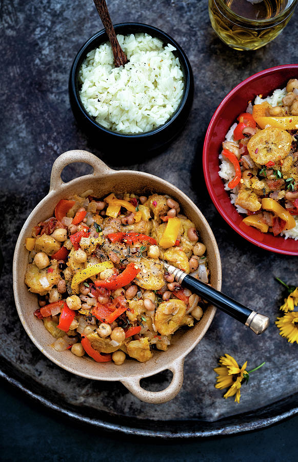 Caribbean Plantain Curry With Bell Pepper Photograph by Lucy Parissi