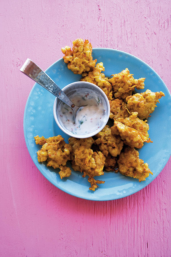 Caribbean Pumpkin And Sweetcorn Fritters With A Mint And Yoghurt Dip ...