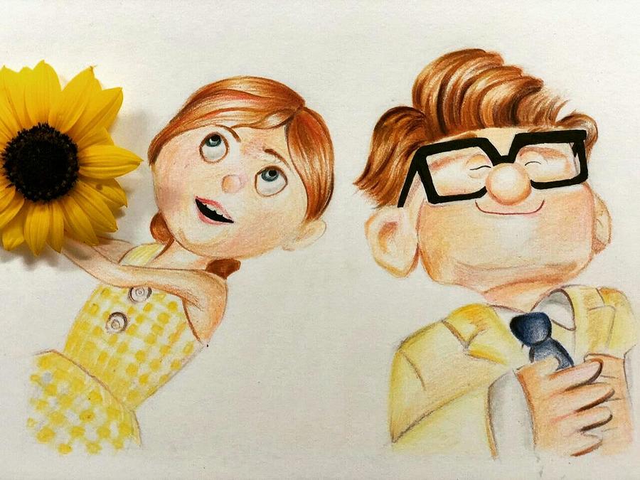carl and ellie up drawing