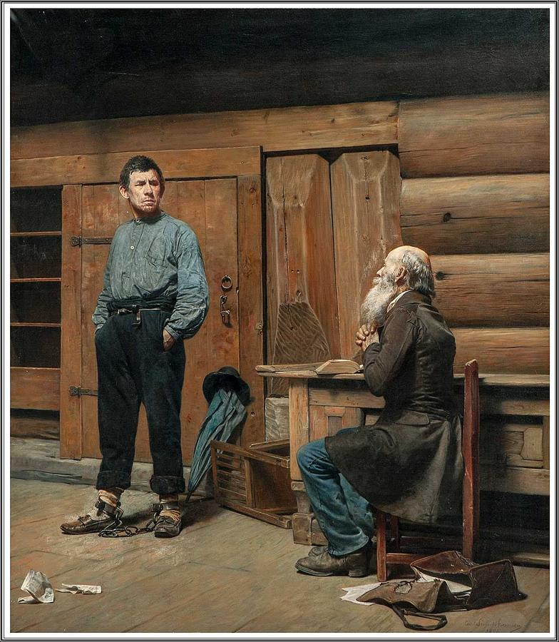 Person Painting - Carl Sundt-hansen 1841-1907 Un Homme Endurci - 1896 by Celestial Images Person Painting - Carl Sundt-hansen 1841-1907 Un Homme Endurci - 1896 by Celestial Images