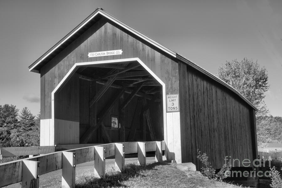 Carleton Road East Covered Bridge Black And White Photograph by Adam Jewell