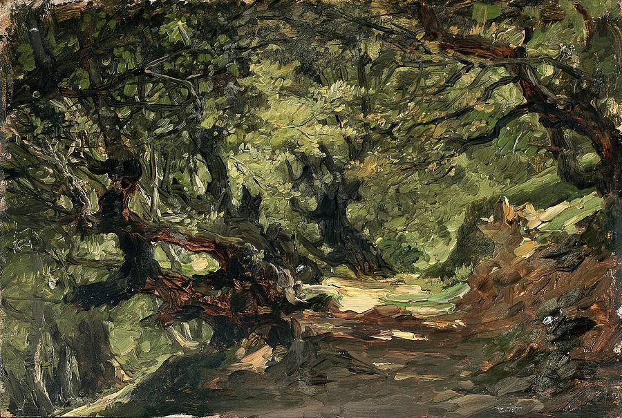 Carlos de Haes / Beech Forest -Alsasua-, ca. 1875, Spanish School, Panel, 14,5 cm x 22 cm. Painting by Carlos de Haes -1829-1898- Carlos de Haes / Beech Forest -Alsasua-, ca. 1875, Spanish School, Panel, 14,5 cm x 22 cm. Painting by Carlos de Haes -1829-1898-